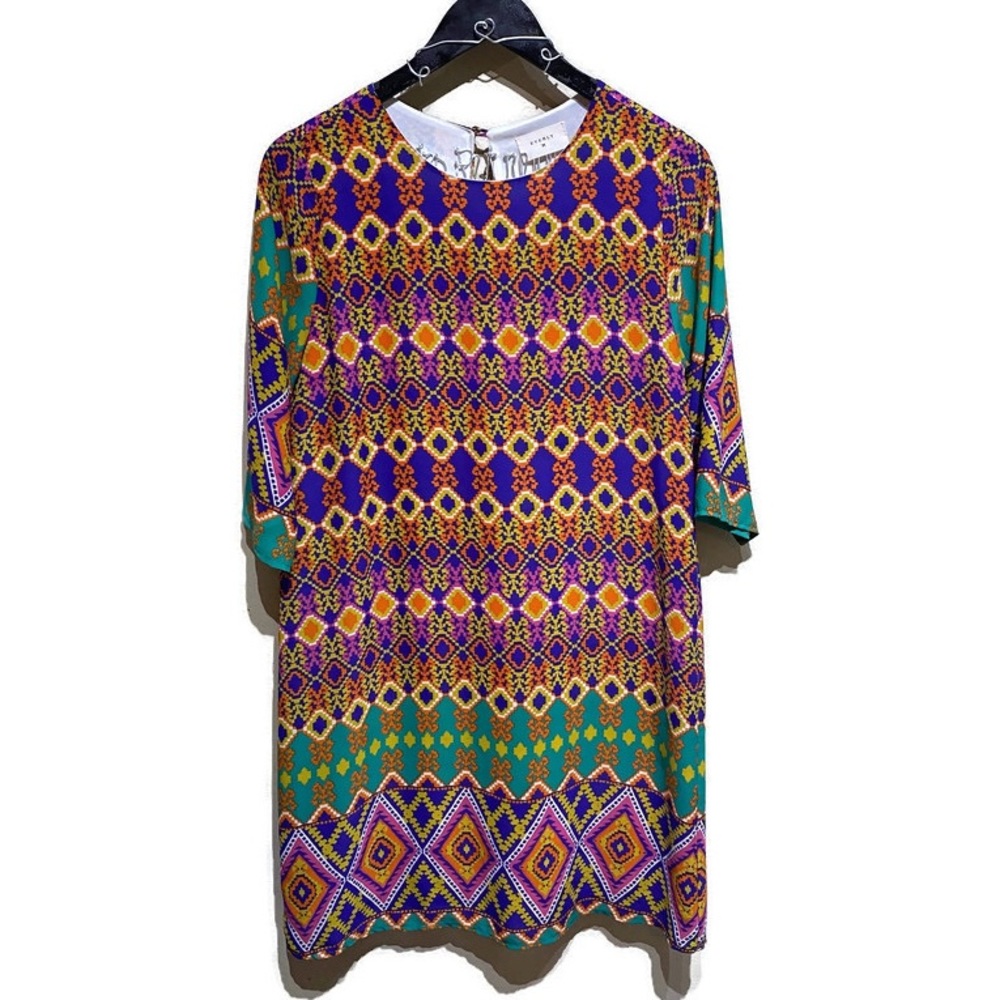 Everly Anthropologie Multi-Color Patterned Dress - image 1